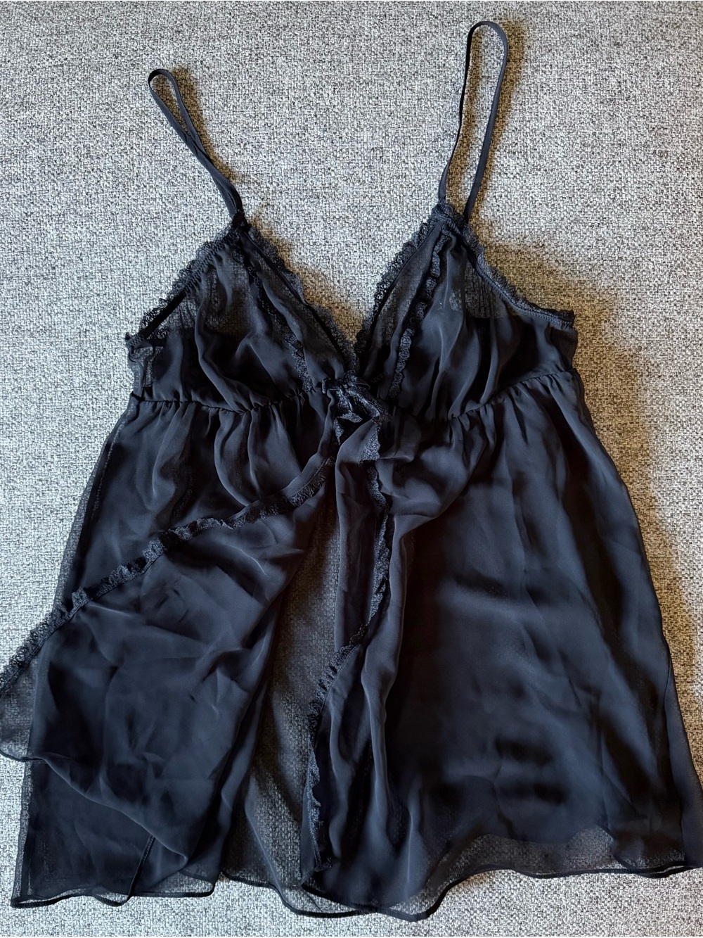 Victoria's Secret Black Sheer Lace-Trim Lingerie Cami